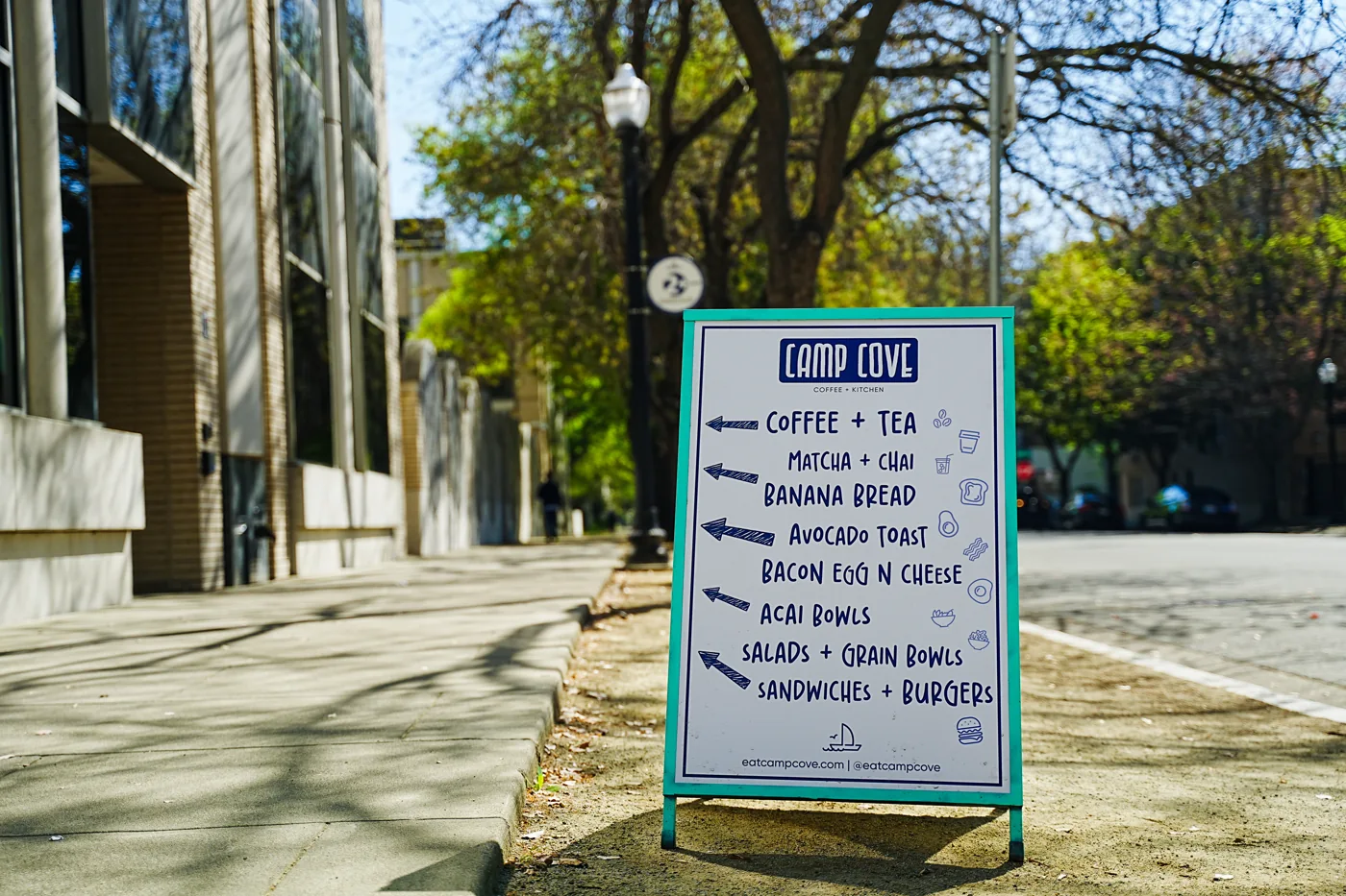 Camp Cove menu board on O Street